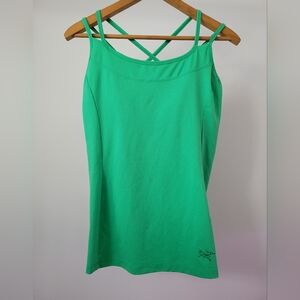 Arc'teryx Green Athletic Tank Built-In Bra Strappy Back Size Small